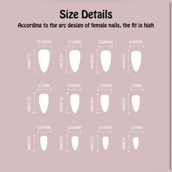 Black Press on Nails Almond Short Medium Fake Nails Glue on Nails NIP - Picture 4 of 7